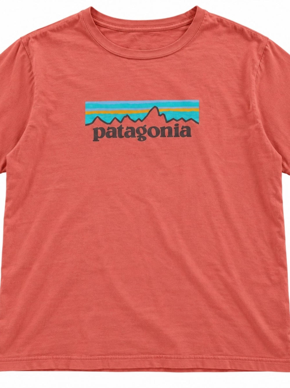 Patagonia Coral Pink Short Sleeve Mountain Logo Graphic T-Shirt